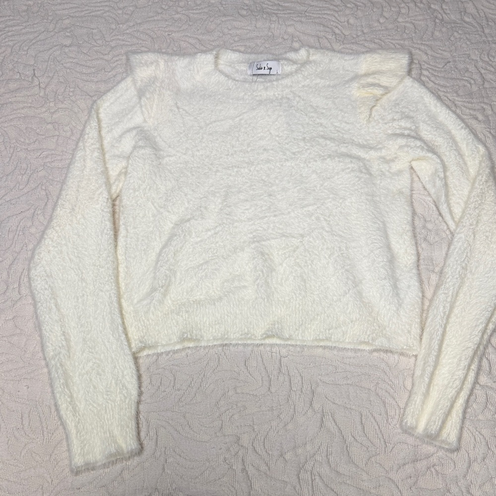 Sadie & Sage Ivory ruffle trim sweater s - Picture 3 of 7